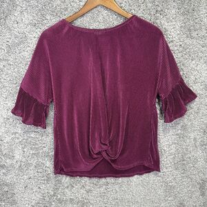 Truself Women’s Purple Burgundy Dolman Flare Sleeve Blouse Top Small Stretch